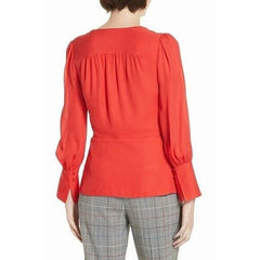 Lewit Red V-Neck Silk Blouse