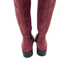 Cole Haan Burgundy Suede Leather Stretch Riding Boots