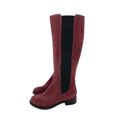 Cole Haan Burgundy Suede Leather Stretch Riding Boots