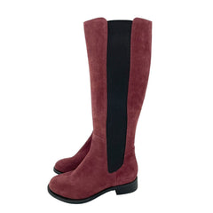 Cole Haan Burgundy Suede Leather Stretch Riding Boots