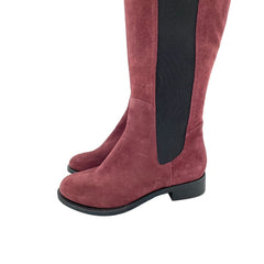 Cole Haan Burgundy Suede Leather Stretch Riding Boots
