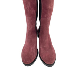 Cole Haan Burgundy Suede Leather Stretch Riding Boots