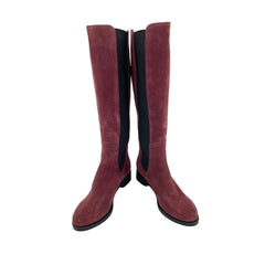 Cole Haan Burgundy Suede Leather Stretch Riding Boots