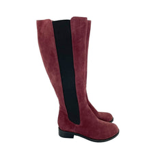 Cole Haan Burgundy Suede Leather Stretch Riding Boots
