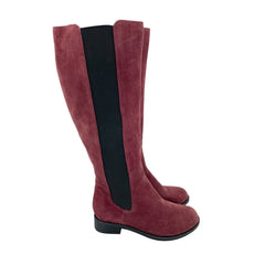 Cole Haan Burgundy Suede Leather Stretch Riding Boots