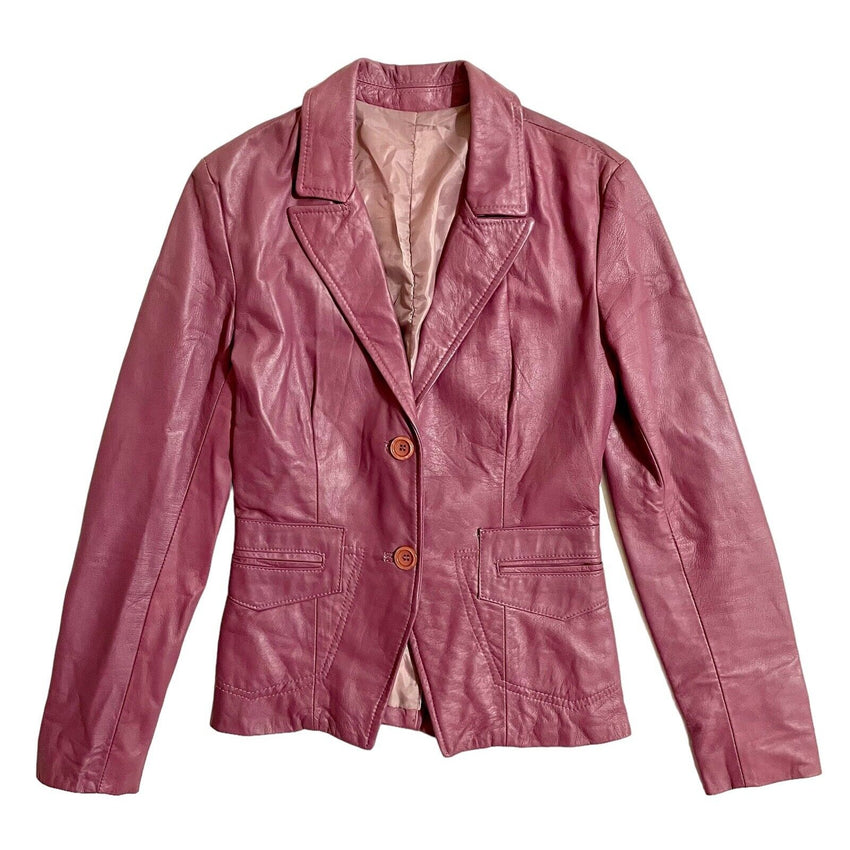 Vera Pelle Purple Leather Blazer