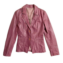 Vera Pelle Purple Leather Blazer