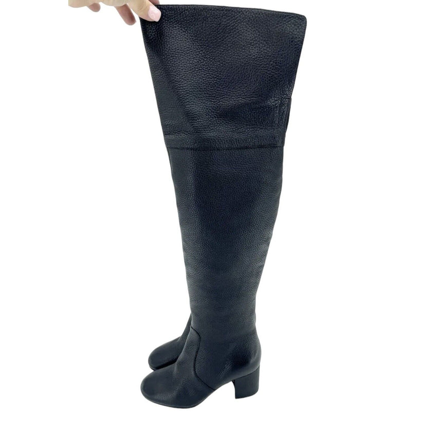 Via Spiga Finlay Black Leather Tall Over The Knee Boots