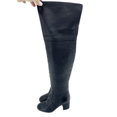 Via Spiga Finlay Black Leather Tall Over The Knee Boots