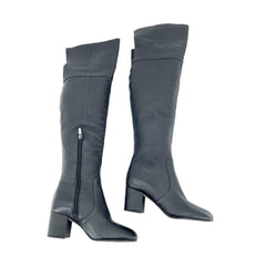 Via Spiga Finlay Black Leather Tall Over The Knee Boots