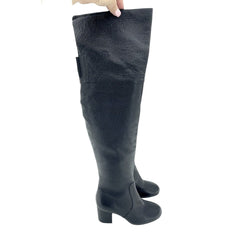 Via Spiga Finlay Black Leather Tall Over The Knee Boots