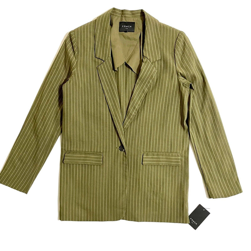 FRNCH Green Pin Stripe One Button Casual Career Blazer