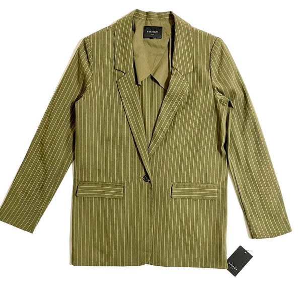FRNCH Green Pin Stripe One Button Casual Career Blazer