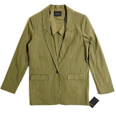 FRNCH Green Pin Stripe One Button Casual Career Blazer