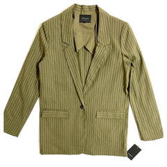 FRNCH Green Pin Stripe One Button Casual Career Blazer
