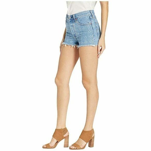 Levi's Dottie Blue Cutoff Denim Shorts Fringe Hem