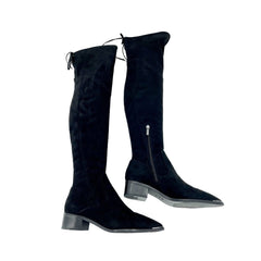 Marc Fisher Black Faux Suede Yuna Over The Knee Boots