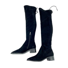 Marc Fisher Black Faux Suede Yuna Over The Knee Boots