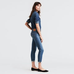 Levi's 501 Ankle Taper Mid Rise Blue Denim Jeans