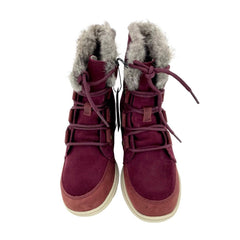 Sorel Explorer Joan Faux Fur Dark Red Suede Leather Winter Boots