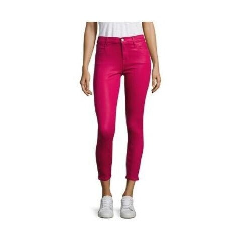 J Brand Alana Pink Coated High Rise Skinny Jeans