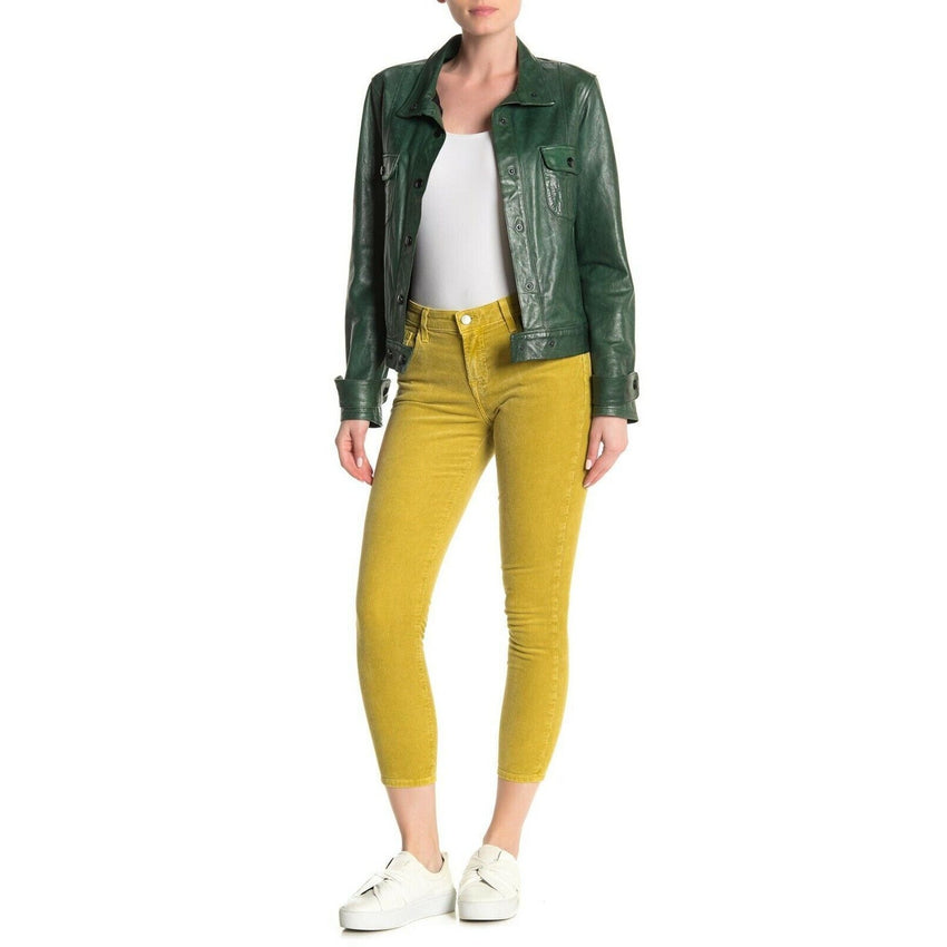 J Brand Mid Rise Absinthe Yellow Skinny Corduroy Pants