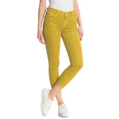 J Brand Mid Rise Absinthe Yellow Skinny Corduroy Pants