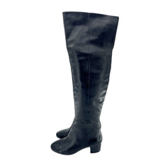 Aldo Black Leather Over The Knee Boots