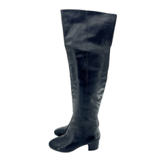 Aldo Black Leather Over The Knee Boots