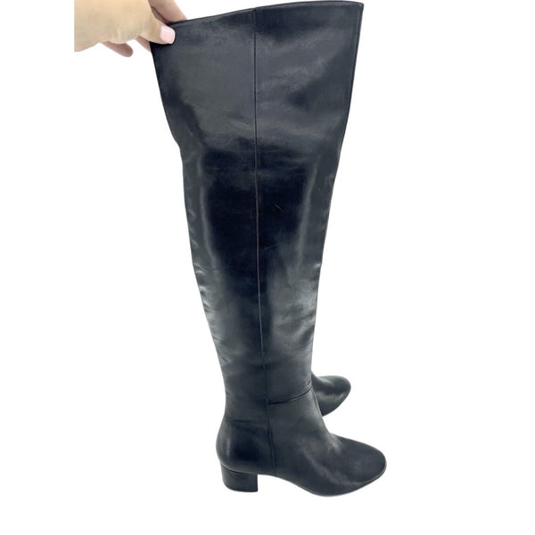 Aldo Black Leather Over The Knee Boots