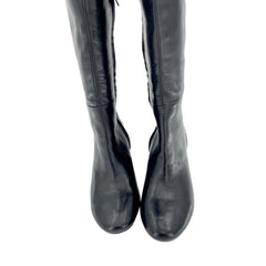 Aldo Black Leather Over The Knee Boots