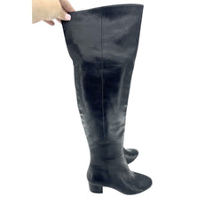 Aldo Black Leather Over The Knee Boots