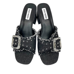 Steve Madden Black Denim Slip On Mule Sandals