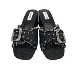 Steve Madden Black Denim Slip On Mule Sandals