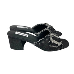 Steve Madden Black Denim Slip On Mule Sandals