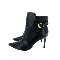 Catherine Malandrino  Black Faux Leather Ankle Strap Stiletto Booties