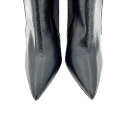 Catherine Malandrino  Black Faux Leather Ankle Strap Stiletto Booties