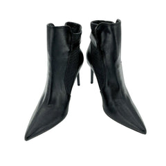 Catherine Malandrino  Black Faux Leather Ankle Strap Stiletto Booties