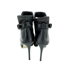 Catherine Malandrino  Black Faux Leather Ankle Strap Stiletto Booties