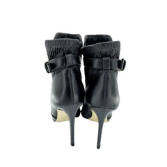 Catherine Malandrino  Black Faux Leather Ankle Strap Stiletto Booties