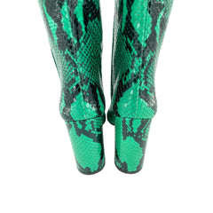 Paris Texas Green Snake Print Leather Tall Boots