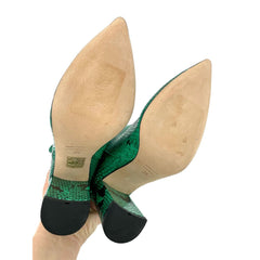 Paris Texas Green Snake Print Leather Tall Boots
