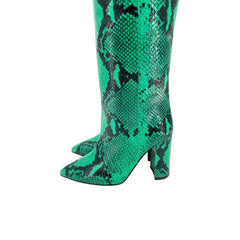 Paris Texas Green Snake Print Leather Tall Boots
