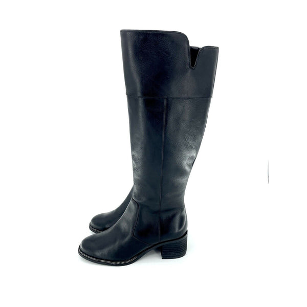 Franco Sarto Lucianna Black Leather Heeled Tall Boots