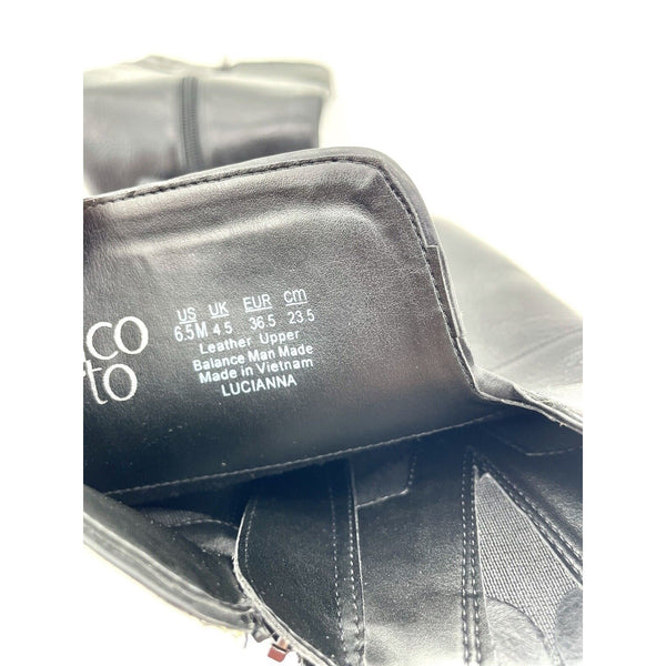 Franco Sarto Lucianna Black Leather Heeled Tall Boots