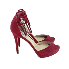 Steve Madden Sandal Red Suede Leather Platform Pump Ankle Strap Sz 8.5 New SH14