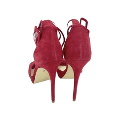 Steve Madden Sandal Red Suede Leather Platform Pump Ankle Strap Sz 8.5 New SH14
