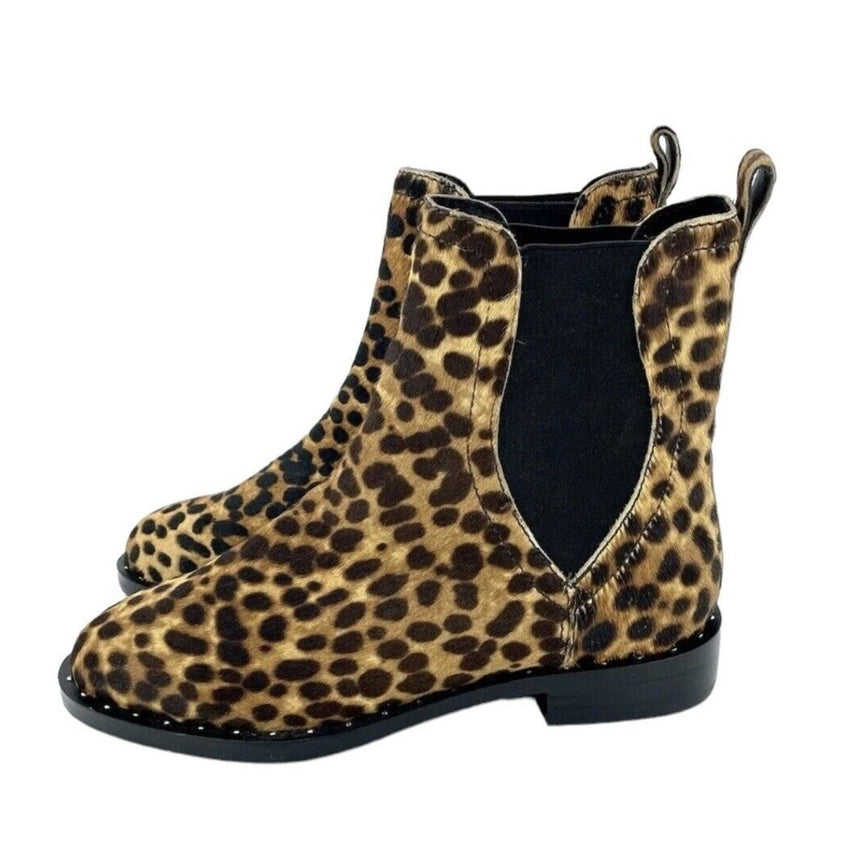 Rebecca Minkoff Sabeen Leopard Print Fur Studded Ankle Boots