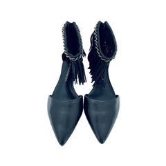 Rebecca Minkoff Faith Ankle Strap Fringe Pointed Toe Flats