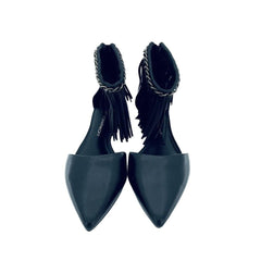 Rebecca Minkoff Faith Ankle Strap Fringe Pointed Toe Flats